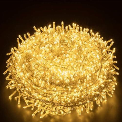Elegear Christmas String Lights 1000 LED 25M Warm White Christmas Lights Mains Powered, 8 Modes IP44 Outdoor Cluster Fairy Light for Xmas Tree Wedding Home Party Garden Indoor Outdoor Decoration