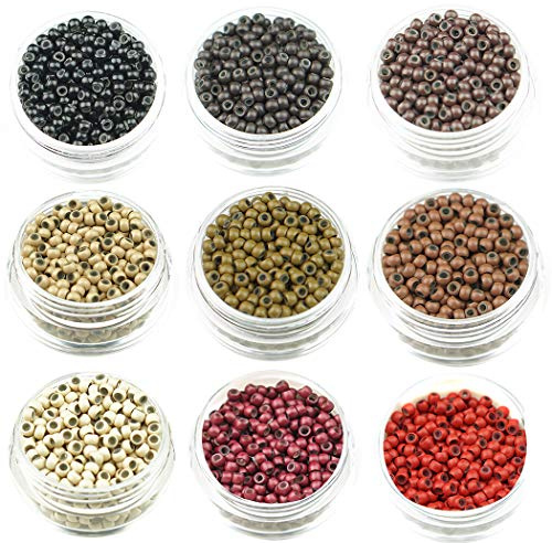 KOCONI 1000PCS Nano Rings Nano Beads Silicone Lined Hair Extension Beads 3mm Nano Silicone #11 Light Brown