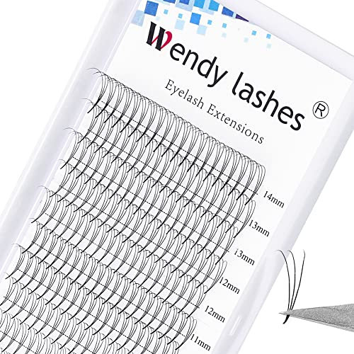 Pre Made Russian Lashes 3D Premade Fans Eyelash Extension D Curl 0.07mm Mixed Length 8-14mm Pre Fanned Russian Volume Lashes Middle Tap Volume Lash Extensions(3d-0.07-d-mix8-14)