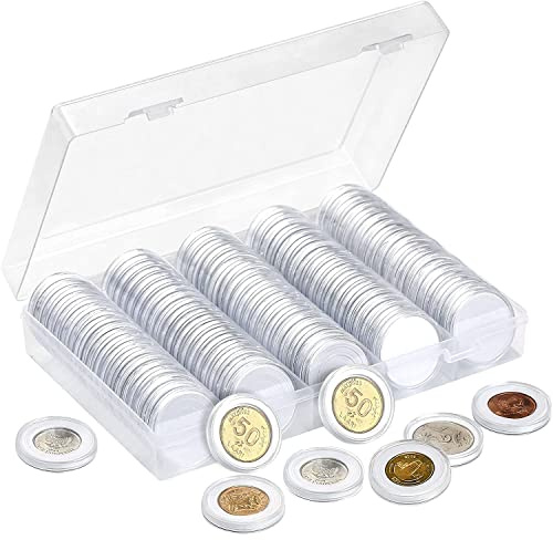 Abnaok 30 mm Coin Capsules, 100 Pieces Coin Sleeve, Plastic Coin Holder Case Capsules Container for Coin Collection Supplies