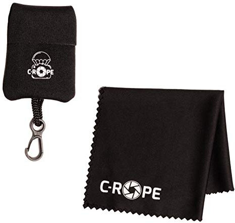 C-Rope Mikrofaser-Reinigungstuch im Aufbewahrungsbeutel für Kamera, Objektiv, Laptop als Putztuch, schwarz