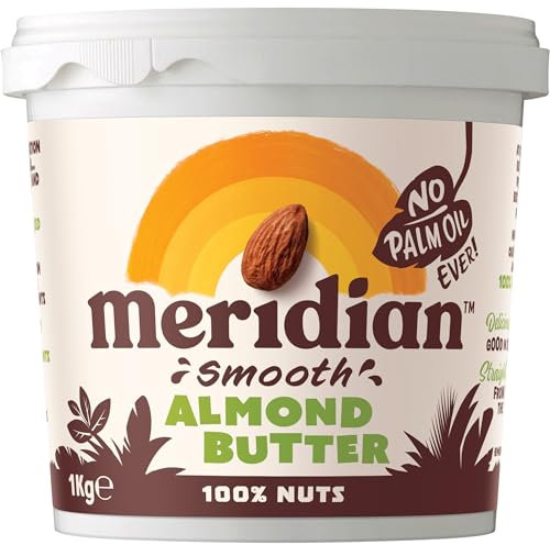 Meridian - Smooth Almond Butter 1kg | Natural Nut Butter, No Palm Oil, No Added Sugar, High in Monounsaturated Fats, Gluten Free, Vegan, Dairy Free, Source of Protein