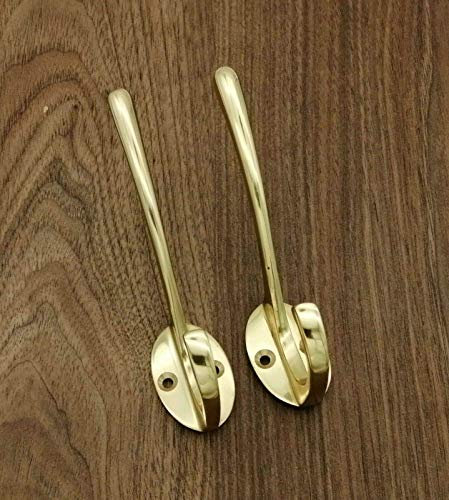 Infinity Decor Victorian Style Solid Brass 115mm Wall/Door Mounted Coat Hook for Hanging Hat, Clothes, Scarf, Key, Bag in Polished Brass- Heavy Duty with Premium Quality