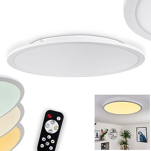 LED Panel Sani, dimmbare Deckenleuchte aus Metall in weiß, rundes Deckenpanel mit Ø 57,5 cm, über Fernbedienung dimmbar, 1 x LED 32,5 Watt, 2700-6500 Kelvin, max. 4700 Lumen