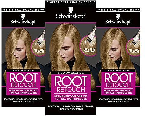 Schwarzkopf Root Retouch Kit, Permanent Colour for Easy Application Grey Coverage, Blonde (Pack of 3)