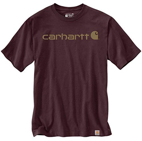 Carhartt Men's Carhartt Relaxed Fit Heavyweight Short-sleeve Logo Graphic T-shirt Work Utility T-Shirt, Port, XS