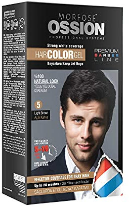Morfose OSSION PBL Nr. 5 Light Brown Hair Color Gel 40ml - Hellbraune Haarfarbe - Effektive Abdeckung für graues Haar - Bis zu 28 Wäschen%100 natürliches Aussehen