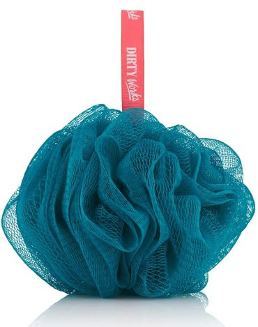 Dirty Works Puff Douchette Turquoise Synthetic Mesh, Long-Handled Loofah