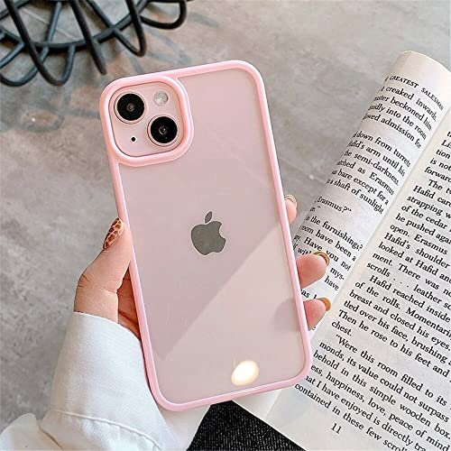 OWM iPhone 13 Case Clear Back Transparent Bumper Protective Shockproof Silicone Slim Phone Cover Case for iPhone 13 (Pink)