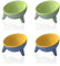 4PCS Tilted Raised Cat Bowls, Elevated Cat Feeding Bowls - 15° Kittens Dishes - 2PCS Yellow+2PCS Green