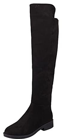 NOAGENJT Stivali Invernali Caldi Stivali Stivali alti autunnali caldi Scarpe elastiche sexy Tacco da donna Inserto Donna Stivali lunghi al ginocchio in cotone Stivali Senza Cerniera