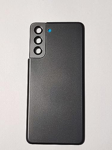 Cache Batterie + Double Face +lentille Compatible avec Samsung Galaxy S21 5G G991F G991 Remplacement Verre arrière Coque +Autocollant +Objectif caméra (Noir)