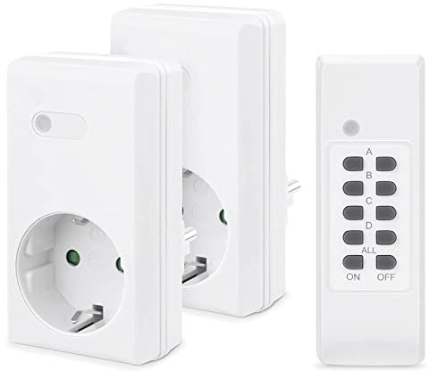 PERFECT Funksteckdosen - mit Fernbedienung bis 30m - 1100 W - 220 V - weiß - 2er Set