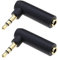 YINETTECH 3.5mm Stereo Adapter Plug Male to Female Connector Extension Adapter Gold Plated Adapter Plug 90 Degrees Right Angle Stereo Jack Socket Aux Adapter for phone, PC, CD, MP3, MP4, headphone