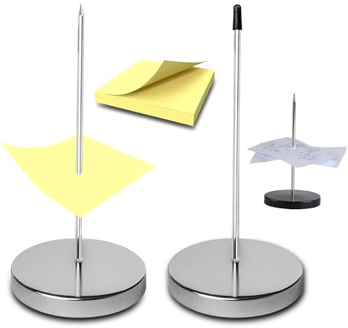 Pinchos para Notas 2Pcs + 1 Bloc de Notas Adhesivas - Pincho para Tickets - Pincha Papeles - Soporte Notas - Pincho Tickets Datafono - Pincho Escritorio - Soporte Notas(Metal)