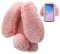 LCHDA Plüsch Hülle für Samsung Galaxy A14 5G Flauschige Hasen Fell Künstliche Kaninchen Pelz Niedlich Hasenohren Mädchen Süße Handytasche Stoßfest Schützend TPU Silikonhülle - Rosa