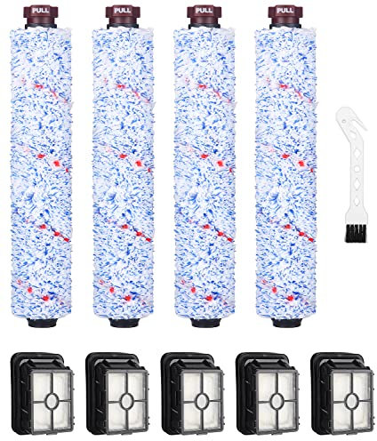 Zubehör für Bissell Crosswave 3-In-1,4 Bürstenrolle Und 5 Filter für Bissell Crosswave 3-in-1, Hartboden-Bürstenrolle und Filter für Crosswave, Ersatzteile/Austauschsets für Bissell