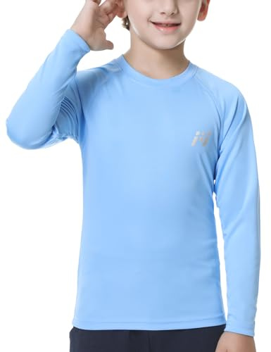 MEETWEE Jungen Kinder Uv Rash Guard Shirt, Light Blue, 12 Jahre EU