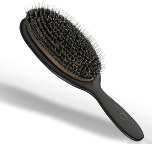 Max Pro MOHI Bürste Größe Drei | Toupierbürste mit Wildschwein- & Nylonborsten | Für kurzes Haar & Volumenaufbau | Fördert Haarwachstum | Glanz & Frizz-Kontrolle | Schwarz-Gold Design