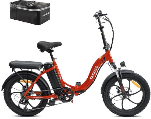 Fafrees Electric Bike, 20 Folding Electric Bikes for Adults, 36V 16Ah/576Wh Removable Battery Ebike 90KM Mileage Pedal Assist, 3.0 Fat Tire Electric Bike for Man Women, UK Legal F20 Upgrade Red