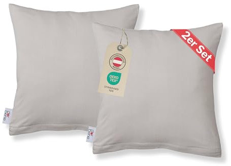DarBene Kissenbezug 80x80 cm (2er Set Kissenbezüge Jersey) - 100% Baumwolle mit YKK-Reißverschluss, weicher Kopfkissenbezug 80x80, Kissenhülle 80x80, Oeko-TEX, Polsterbezug, Hellgrau