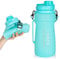 ONTA Botella De Agua Plegable - 1,5 L Botella De Agua Plegable De Silicona, De Con Marcador De Tiempo y Pajita, Botella De Agua Deportiva sin BPA Reutilizables Para Viajes, Fitness, Senderismo (Verde)