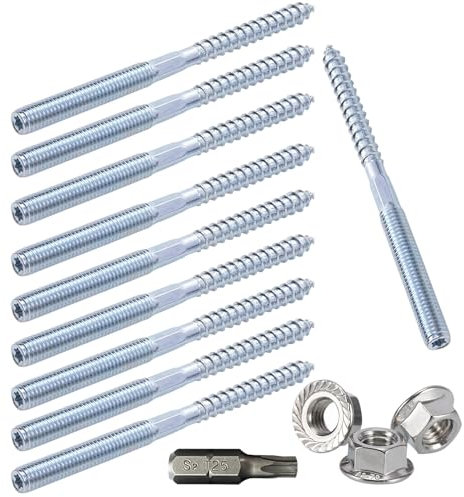 Vite a Doppia Estremità Vite a Doppio Filetto Bulloni a Doppia Testa 10pcs Bullone di Collegamento Doppio con Dadi di Bloccaggio per Collega Il Legno Ristrutturazione Casa (M8*100)