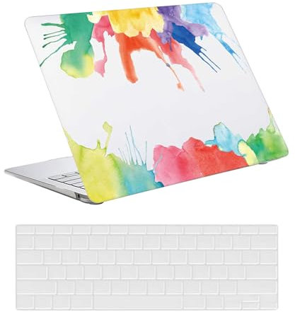 Custodia Compatibile con Nuovo Macbook Pro 15 pollici 2019 2018 2017 2016 con Touch Bar e Touch ID A1990 A1707, Case Rigida Protettivo Plastica Copertina & Tastiera Cover, Acquerello