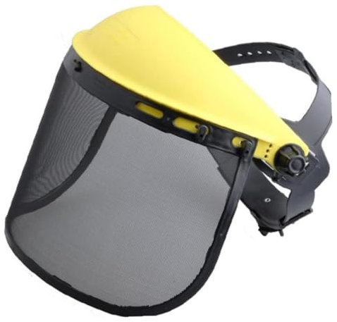 Visiera di sicurezza con visiera in rete per motosega tagliabordi potatore casco forestale, casco per motosega con visiera e cuffie antirumore