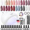 SPTHTHHPY 15 Gel Nail Polish Set with 48W Lamp Starter Kit - shellac nail kits for Beginners with Base and Top Coat - Manicure Salon Tools Nail Art DIY at Home
