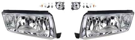 Johns, Scheinwerfer Satz Halogen Front kompatibel zu Skoda Fabia 6Y 09/99-03/08 H7 H3 Links & Rechts + Nebelscheinwerfer + Leuchtmittel