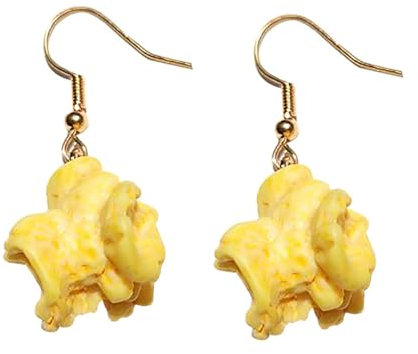 Fun Food Popcorn Ohrringe DIY Ohrringe Mode Kreative Simulation Ohrringe Lustige Persönlichkeit Kleine Ohrringe Schmuck Ornament Ohrringe Geschenk für Frauen Neujahr, Bambus