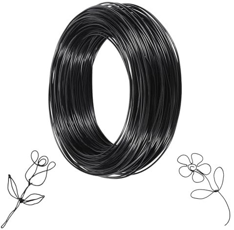 Behiruch Alambre de Aluminio 1 mm, 50 m Alambre Manualidades Flexible y Moldeable, para Joyería, Fabricación de Modelos, Artesanías de Escultura, Árbol de Bonsai (Negro)