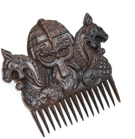 Handicraftviet Hand-Carved Wooden Comb, Wooden Viking Comb for Men's Hair, Beard, and Mustache, Great Gift - Natural Wood