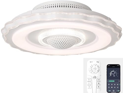 Lampadari Con Ventilatore A Soffitto Purificazione Dell'aria Al Plasma Moderno Lampadario Soggiorno Con Ventilatore Dimmerabile 6 Velocità Ventilatore Da Soffitto Senza Pale Silenzioso Timer-50CM