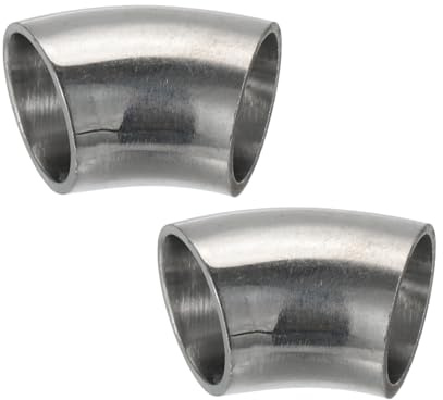 PATIKIL 2pcs 45 Degree Mandrel Bend Elbow, 3/4 Inch OD Steel Exhaust Elbow Exhaust Piping Connector 316 Stainless Steel for Exhaust Pipe Stair Handrail HVAC