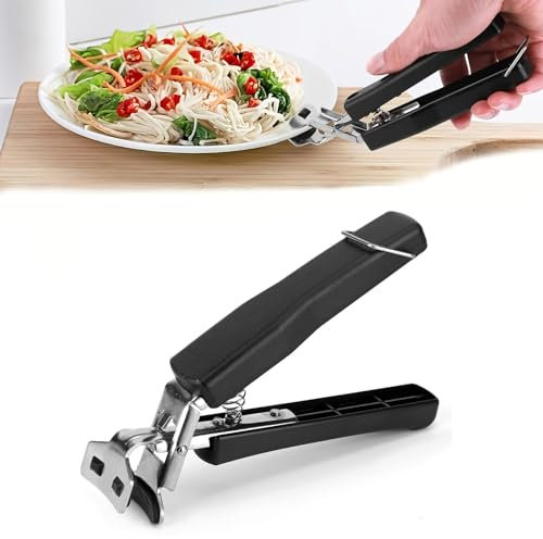 Ulsam Stainless Steel Hot Bowl Clip, Multi-Purpose Anti-Scald Bowl Holder Clip, Thickened Stainless Steel Hot Plate Gripper, Air Fryer Tongs with Silicone Handle for Moving Microwave Pan, Plates