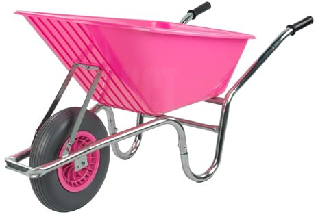 KCT 110L Pink Garden Builders Heavy Duty Wheelbarrow with Reinforced Tyre