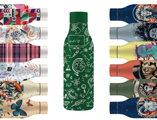 Mi Ko Mi Ka Botella de Agua de Acero Inoxidable - Botella Térmica Reutilizable de Diseño 550ml | Sin BPA | Mantiene 24H Frio / 12H Calor | Termo y Hermética - A Prueba de Fugas (Física Y Química)