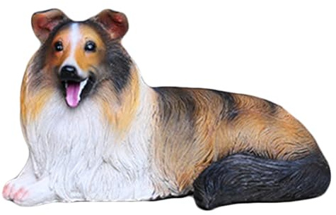 MFAOSHI Gartendeko Hund, Simulation Schottischer Schäferhund Figur Deko Für Draußen Garten Collie Skulptur Aus Kunstharz Ornament