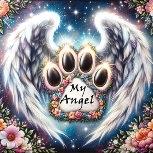 Generish 5D Diamant Painting, Pfoten Engel DIY Diamant Malerei Full Drill Set,Diamant Malerei Full Kits Bilder Dekoration, 5D Diamant Painting Bilder,Hunde Katze Liebhaber Erinnerung Geschenke 30x30cm