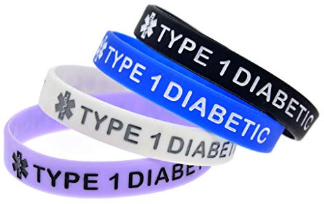 MinnowXY Verstellbares Silikon-Armband, Typ 1, Diabetiker-Nachrichten-Alarm, 4 Farben, für alle Altersgruppen