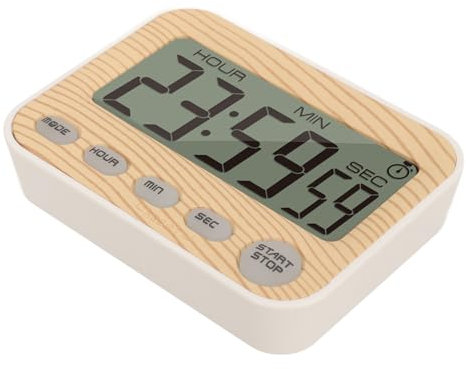 Temporizador de Cocina, Pantalla Transparente, Temporizador de Aula, Veteado de Madera Original para Oficina