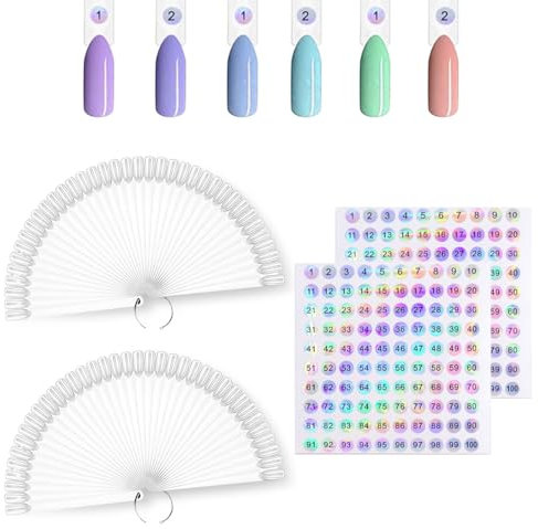 SULIUDAJI 100 Pièces Nuancier Ongles, Présentoir Ongles Nuancier Nuancier Vernis Semi Permanent Pour Style Nail Art Et Affichage Des Couleurs Avec Autocollants De Numéro 1-100