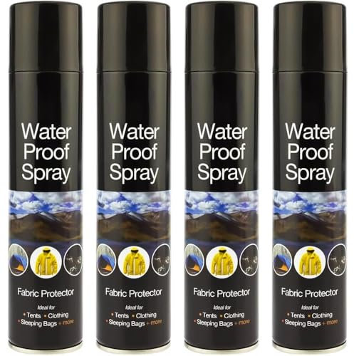 ANGIX 4 x Waterproof Spray 300ml for Shoes, Tents, Fabric, Jackets, Camping, Hiking, Clothes, Walking Boots, Trainers, & Coats, Fabric Protector Waterproofing & Cleaning