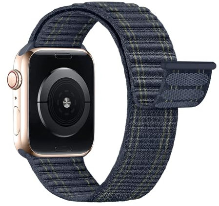 Lobnhot Correa Nylon Compatible con Correa Apple Watch 40mm 41mm 38mm 46mm 45mm 44mm 42mm Hombres Mujeres, Correa Deportiva Ajustable para la Serie iWatch 10 9 8 7 6 5 4 3 1 SE, Azul oscuro