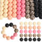 Silikonperlen Bastelnperlen, 50 Stück Rosa Schwarz Silikonperlen 15 mm, Silikon Runde Perle für Armbänder Basteln Schlüsselbund DIY Handwerk Herstellung