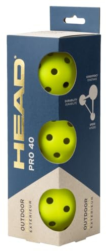 HEAD Pro 40 3B - (Outdoor) Pickleball Bälle | Outdoor; für Pickleball im Training und Spiel