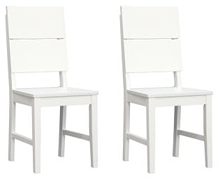 Woodroom Kota 2er Stuhl-Set – Massivholz Hevea, Weiß lackiert & pflegeleicht, Moderne Küchen- & Esszimmerstühle im schlichten Design