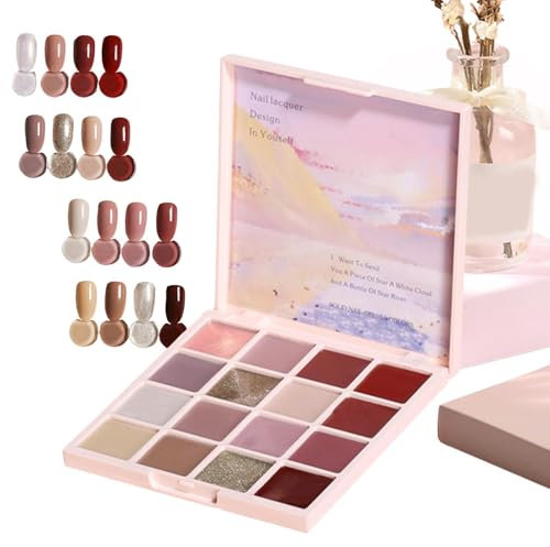 Gel Polish Palette - 16-Colors Nail Cream Gel Polish Palette - Solid Gel Polish Palette, Nail Painting Manicure Glue for Women Girls